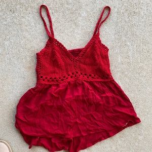 Red knit flowy tank
